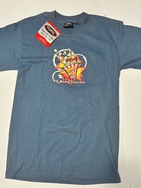 Primal Wear "3 Ring Circus" Indigo T-Shirt NWT Sz Small Cycling Bike Graphic Tee